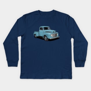 1950 Ford F1 Pickup Truck in light blue Kids Long Sleeve T-Shirt